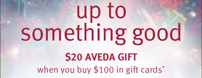 up to something good. $20 AVEDA GIFT when you buy $100 in gift cards*