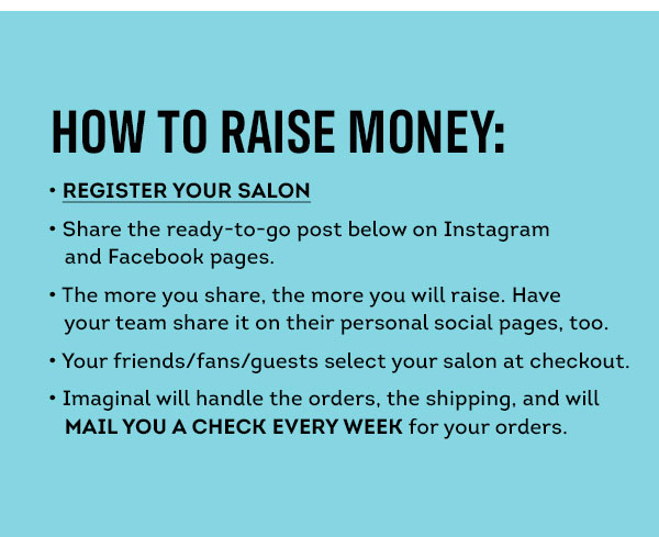 How to Raise money - register your salon