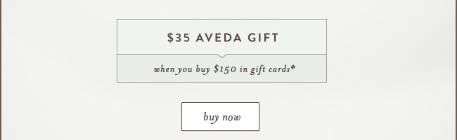 $35 Aveda Gift when you buy $150 in gift cards; BUY NOW