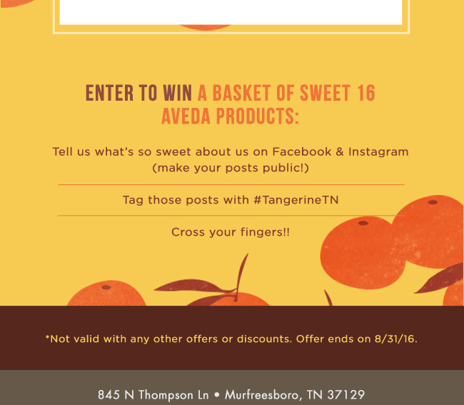 enter to win a basket of sweet 16 aveda products