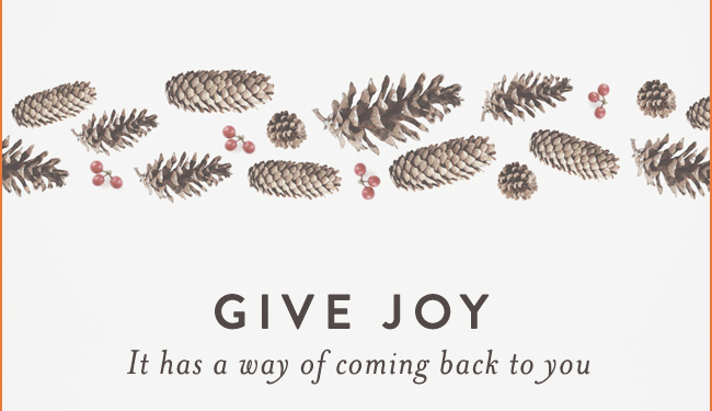 Give Joy; It has a way of coming back to you