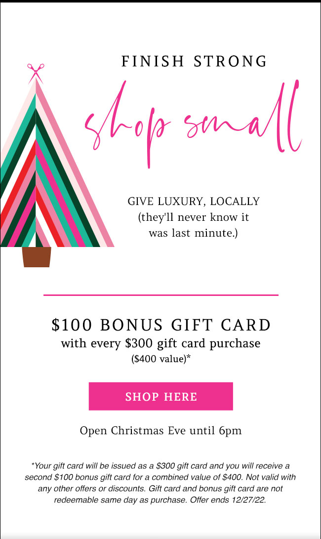 Bonus gift card with $300 gift card purchase - free Aveda gift