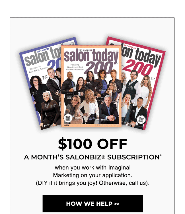 $100 off a month's SalonBiz subscription - find out how we help