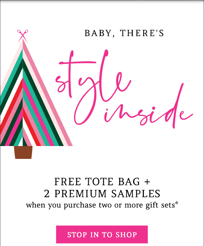 free tote bag & 2 premium samples when you buy two gift sets