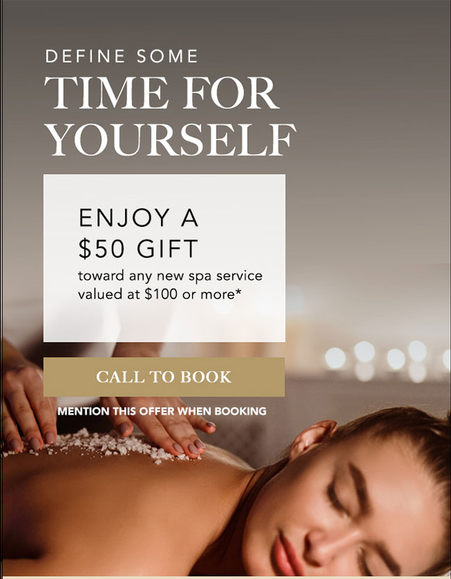 book appointment - $50 gift toward new spa service